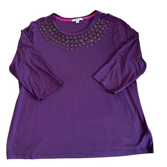 Susan Graver & Isaac Mizrahi Bejeweled Bead Sparkle Tops Women's Sz. 1x Lot of 2 - Picture 2 of 14